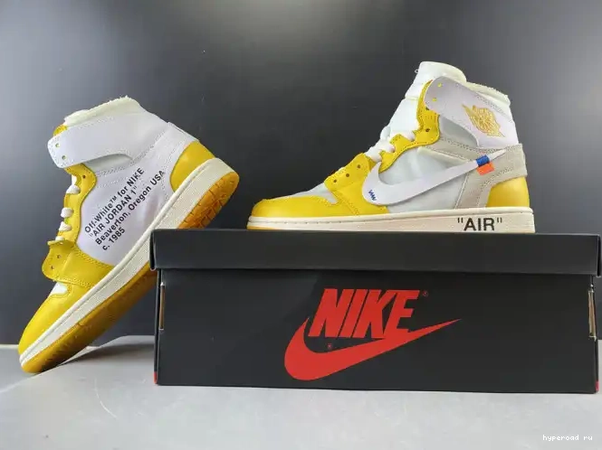 Jordan Dark Air Yellow-Cone NRG Off-White 1 AQ0818-149 Powder x White 0426